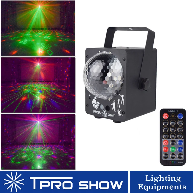 

Laser Projector RG Disco Laser Light RGB LED Laser Disco Ball Mini Stage Lights for Home/Disco Remote 60 Gobo Sound Party Lights
