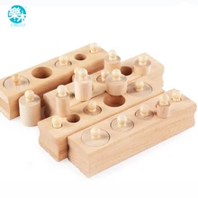 Logwood Picket toys Montessori Instructional Cylinder Socket Blocks Toy Child Improvement Apply and Senses