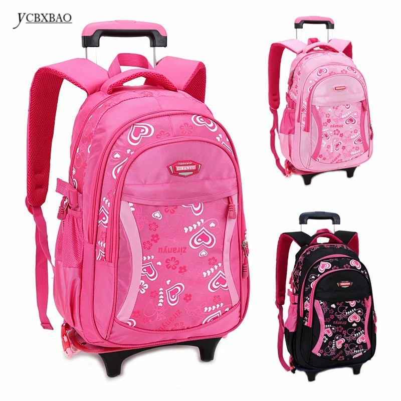 

Children Trolley School Bag Backpack Wheeled School Bag For Grils Kids Wheel Schoolbag Student Backpacks Bags Free Shipping