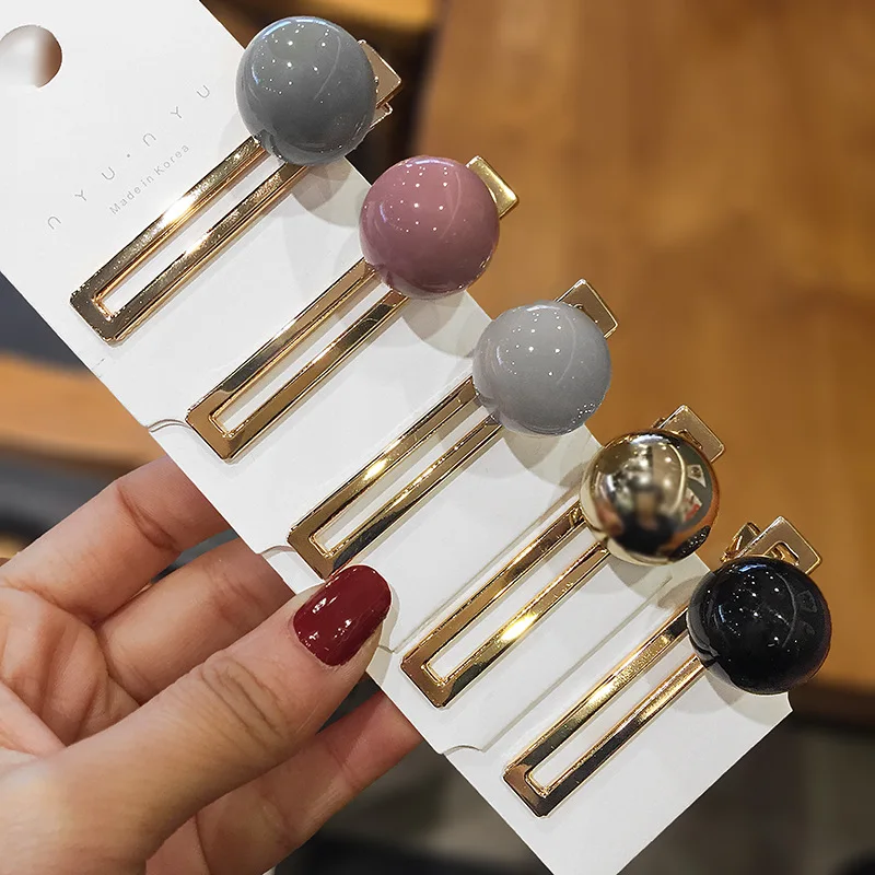 

Fashion Candy Pearl Ball Geometric Rectangle Hair Clips Hairpin Sweet Wedding Engagement Headwear Hair Accessories For Girl Gift