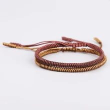 2 шт./набор, оригинальные Тибетские буддийские плетеные браслеты ручной работы с узелками ручной работы, регулируемый плетеный браслет в стиле буддизма