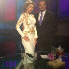 Модное платье в пол с длинными рукавами, украшенное бисером, Myriam Fares, платья знаменитостей