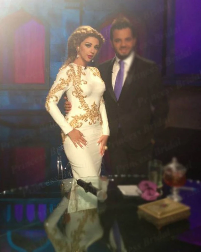

Free Shipping Fashionable Mermaid Beaded Floor Length Long Sleeves Myriam Fares Dress 2017 Celebrity Dresses