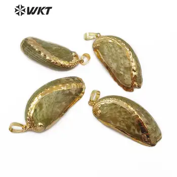 

WT-JP135 WKT Natural Sea Shell Pendant Jewelry Trumpet Shell Pendant With Hollow Gold Shell Pendant For Women Necklace