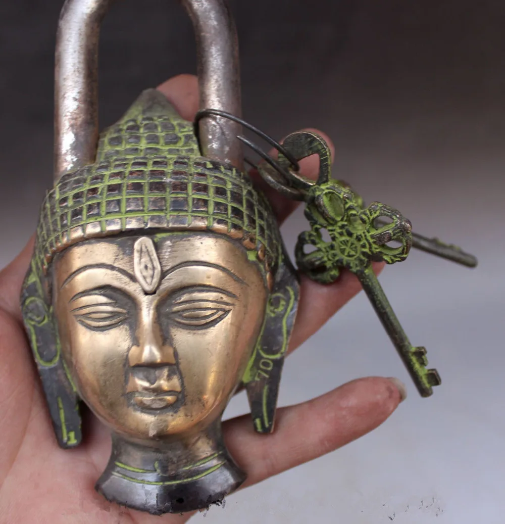 

chinese buddhism bronze gilt sakyamuni Shakyamuni buddha head statue Lock Keys