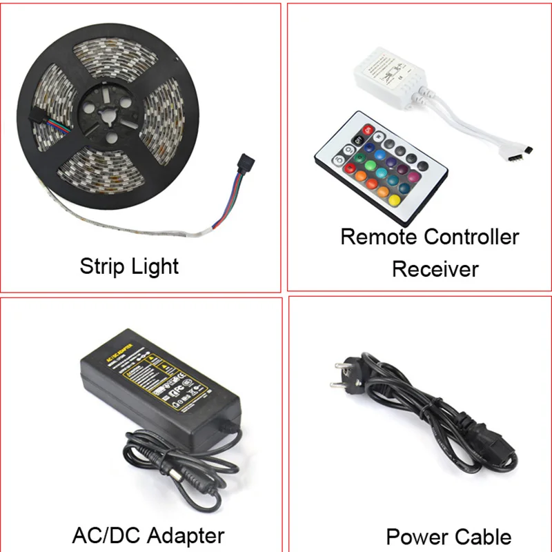 

DC12V 5M 60LEDs/m Flexible Light RGB 5050 LED Strip String Ribbon Tape With Free DC12V 5A Power Adapter+44Key IR Remote Controll