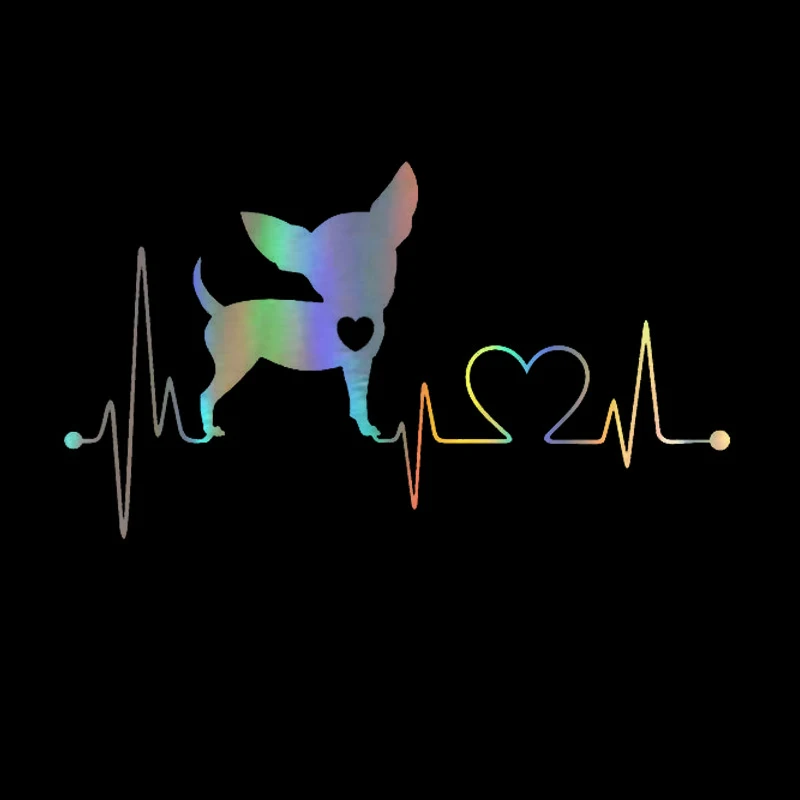 

Car Sticker 3D 15.2*8.6CM Chihuahua Dog Heartbeat Sticker On Car Funny Stickers and Decals Vinyl Car Styling Decorative