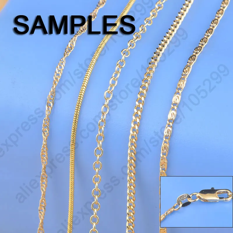 

5 Kinds Mix 18" Yellow Gold Filled Jewelry Snake ROLO Singapore GF Necklace Chains With Lobster Clasps 18KGF Stamped