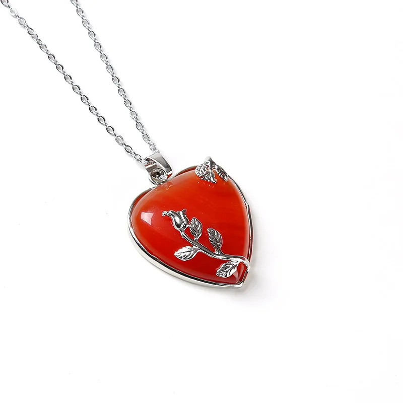 Женская цепочка с подвеской из натурального камня в форме сердца|stone pendant|quartz crystal