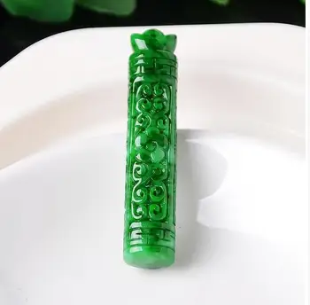 

Jade stronghold Jade Burmese Jade pendant natural jadeite pendant full green flower open pillar Pendant