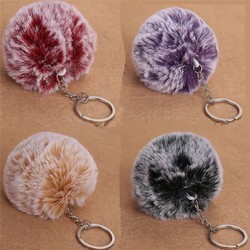 

8cm Faux Rabbit Fur Ball Keychain Fur Pom Pom Key Rings Ballet Angel Girl Fourrure Pompon Women Bag Jewelry