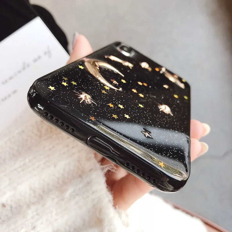 الفاخرة الفضاء القمر بريق جراب هاتف ل iphone XS ماكس XR 7 8 زائد الرخام الغيوم حقيبة لهاتف أي فون XS X 8 6 S 7 6 fundas موجة نقطة