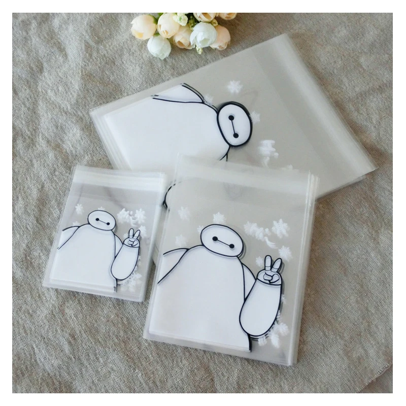 140x140mm 100pcs/lot Cute Boy Cookie Packaging Self-adhesive Gift Bag Plastic Biscuit Snack Baking Package