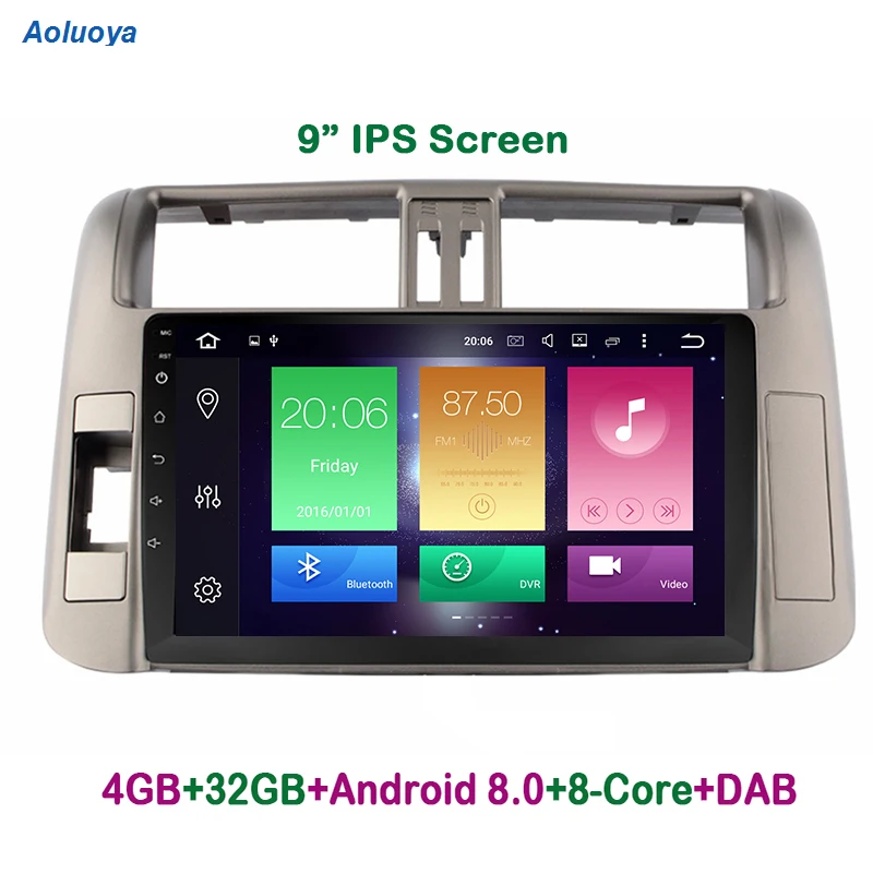 Aoluoya IPS 4 Гб ОЗУ 32 ПЗУ Восьмиядерный Android 8 0 автомобильный dvd-плеер для Toyota Prado 150 2010