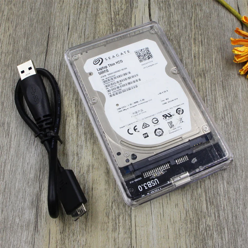 

External Hard Disk USB3.0 2.5" Transparent Box SATA Hard Disk Enclosure Support All 2.5inch 7mm-9.5mm SATA HDD/SDD UP TO 2TB