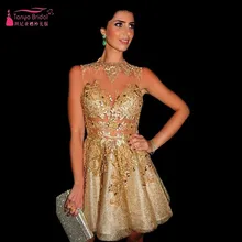 Gold Pailletten Short Mini Cocktailkleider robe de cocktail 2016 Nach Maß vestidos de festa curto e elegante TB1332