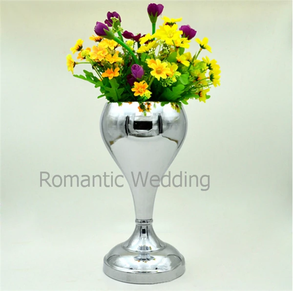 Free Shipment 10pcs Lots Flower Silver Vases Centerpieces For
