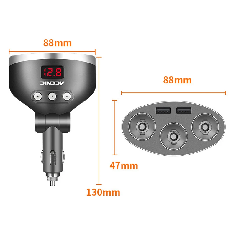 Accnic 3 в 1 Usb Автомобильное Авто прикуриватели Монитор напряжения Автомобиль usb