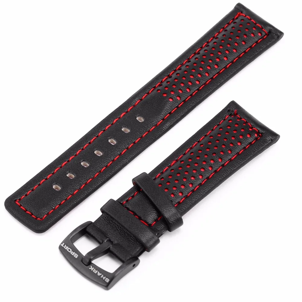 Prix pour Shark Sport Montre Marque 4 Couleurs 22mm Largeur Ceinture En Cuir Bande Noir Véritable Sangle Remplacer Accessoires Poignet Bracelet/WTL050-53 Prix pour Shark Sport Montre Marque 4 Couleurs 22mm Largeur Ceinture En Cuir Bande Noir Véritable Sangle Remplacer Accessoires Poignet Bracelet/WTL050-53
