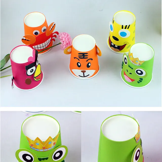 12pcs Children 3D DIY Handmade Paper Cups Sticker Material Kit Whole Set Kids Kindergarten School Art Craft Educational Toys 12pcs Children 3D DIY Handmade Paper Cups Sticker Material Kit Whole Set Kids Kindergarten School Art Craft Educational Toys