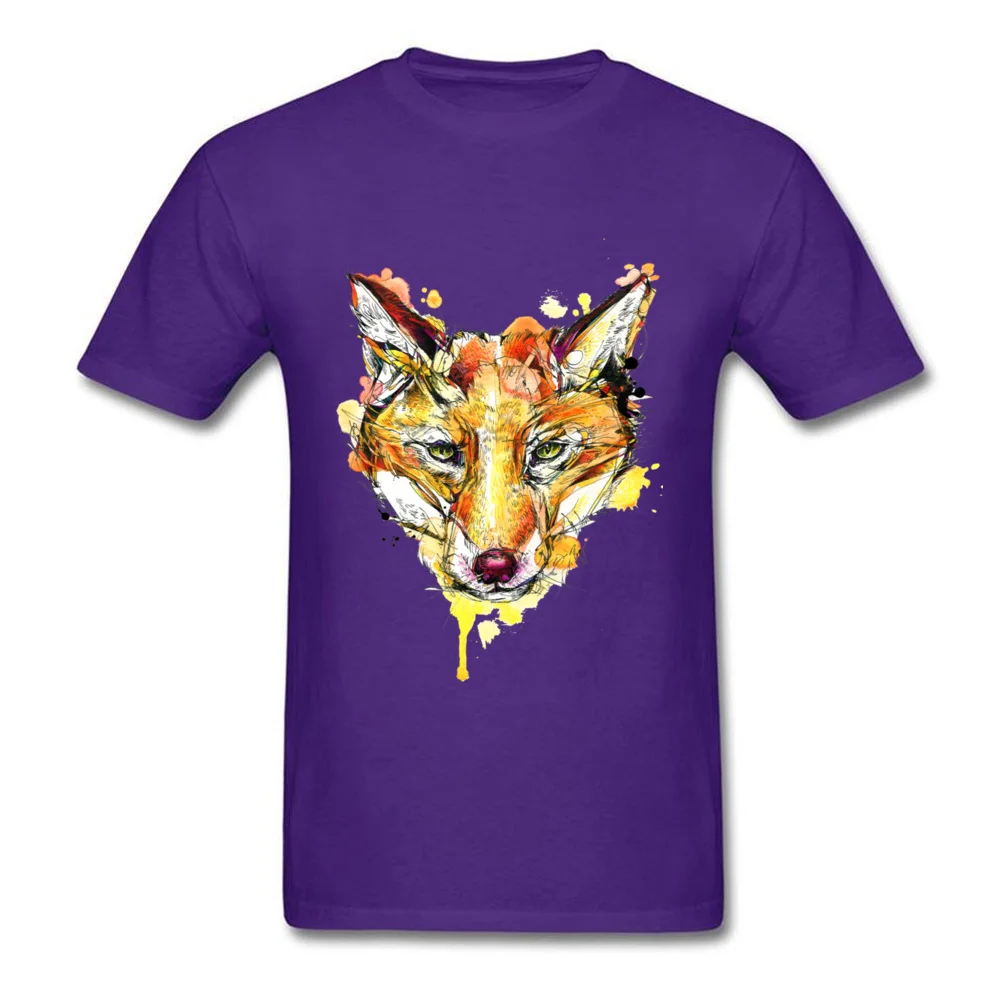 Red Fox Thanksgiving Day 100% Cotton Round Neck Tops Shirt Short Sleeve Family Sweatshirts Cheap Leisure T Shirt Red Fox purple