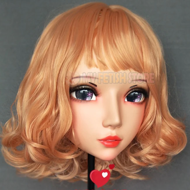 Fu-02) Женская милая девушка Смола половина головы кигуруми BJD глаза кроссдресс в стиле японского аниме маска Лолиты с глазами и парик