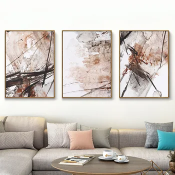 

New Wash Painting Style Living Room Photo Frame Set Nonrepresentational Pattern Corridor 3pcs/set Photo Frames Set Picture Frame