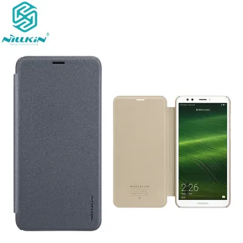 

10pcs/lot Wholesale NILLKIN Sparkle Leather Case Huawei Y7 prime 2018 PU leather flip cover huawei enjoy 8 With Retail Package