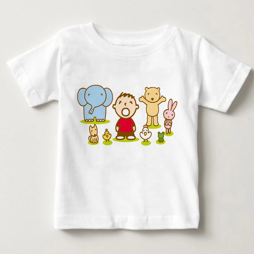 

2018 cartoon printed children t-shirts Minna no Tabo With his partner summer T shirt boy and girl Short sleeved cotton Tshirt