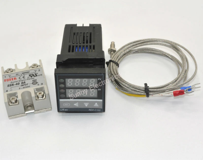 40A SSR K Thermocouple Sensor Digital PID Temperature Controller 100-240VAC
