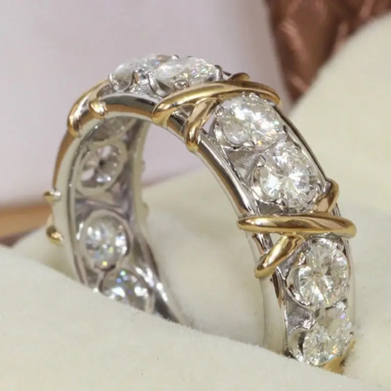eternity diamonique cz 10kt whiteyellow gold filled aaa cz simulated stones engagement wedding band circle ring gift size 5 11 - Diamonique Wedding Rings eternity diamonique cz 10kt whiteyellow gold filled aaa cz simulated stones engagement wedding band circle ring gift size 5 11 - Diamonique Wedding Rings