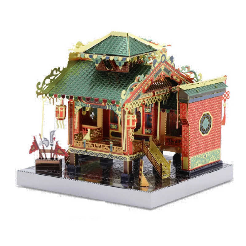 

MU Chinese Traditional Architecture 3D Metal Model Kits DIY Assemble Puzzle Laser Cut Jigsaw Building Toys Gift YM-N079-B