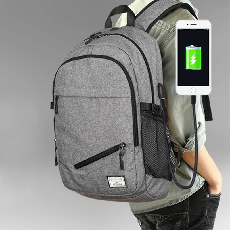  Male Laptop Backpack Canvas Men USB Backpack School Bags for Teenager Ball Bag Pack Multifunction T
