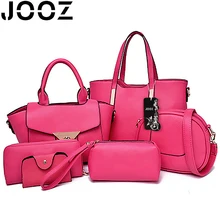 JOOZ Nuevo Mujeres de Lujo de LA PU de Cuero Bolso Trapecio 6 Pcs Composite Bolsas Señora Hombro Crossbody Del Monedero Del Bolso de Embrague billetera