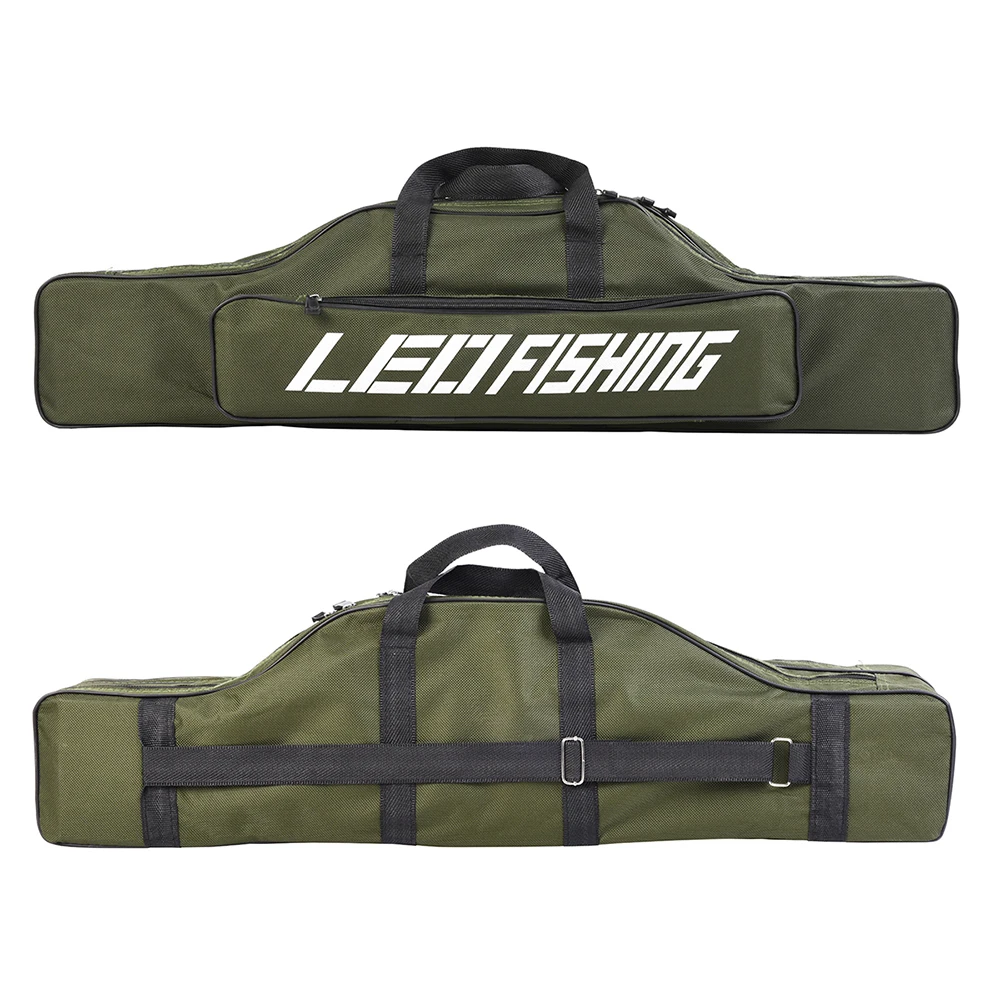 80cm Double-layer Fishing Rod Bag Waterproof Canvas Tankles Hook Storage Bag New 