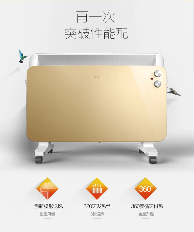 Высокое качество домашний обогреватель для ванной комнаты конвекционный тепловентилятор Отопление настенное крепление бесшумный водонепроницаемый IP* 2 защита от наклона