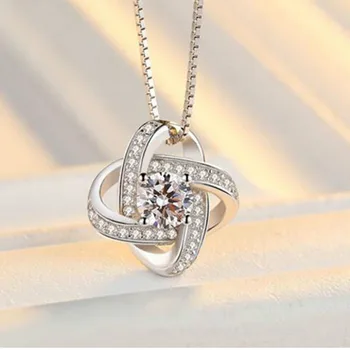 

100% 925 Sterling Silver Necklace For Women Forever Heart AAA Zircon Mosaic Pendants Necklaces Jewelry Gift Drop Shipping