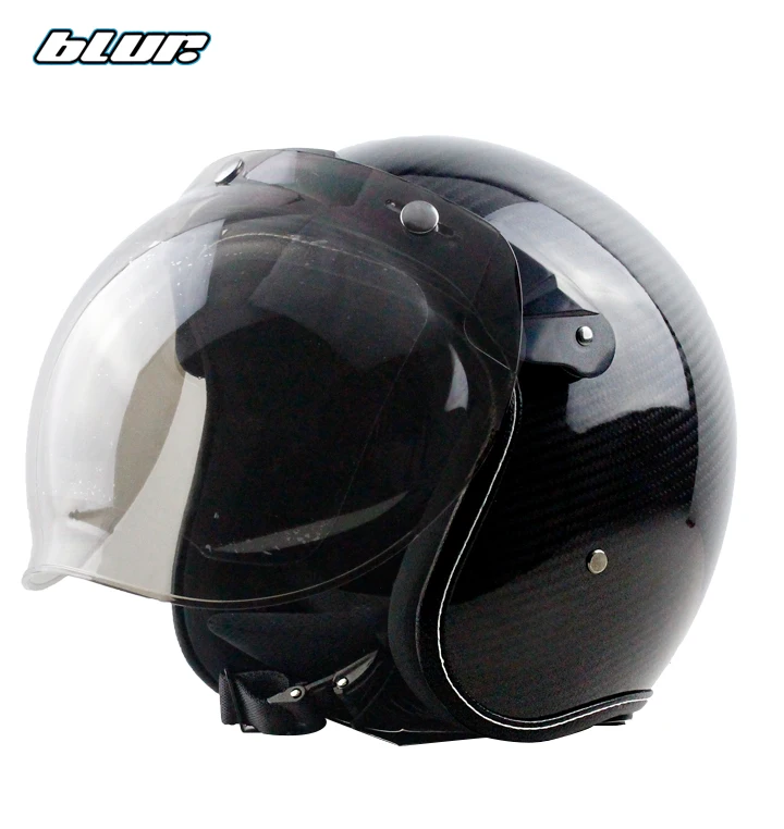BLUR Motorcycle Helmet Half Face Vintage For Scooter Carbon Fiber