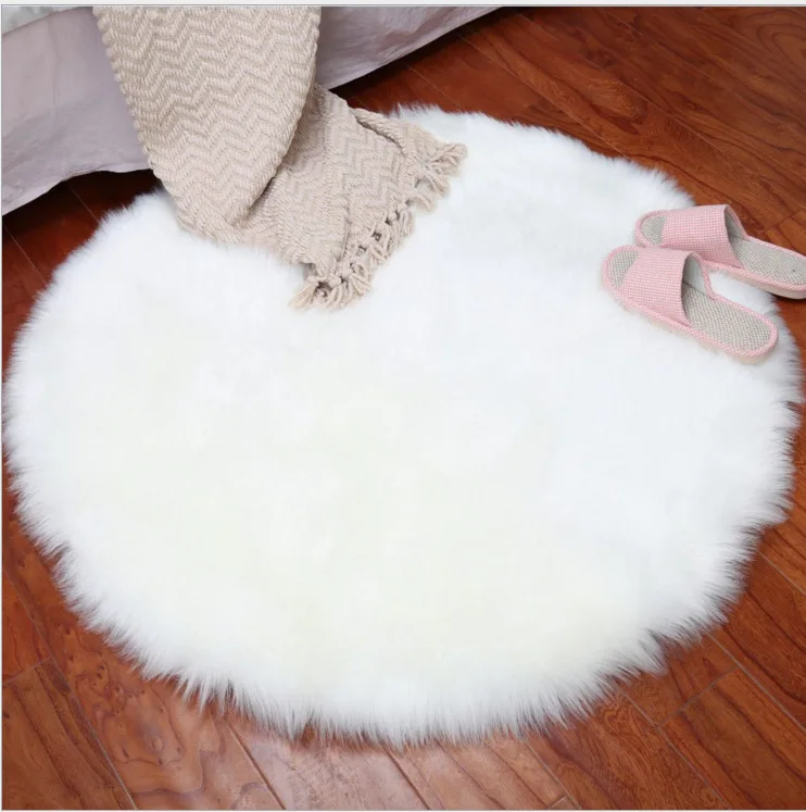 

Enipate S/L Soft Artificial Wool Plush Carpet Round Table Cushion Sofa Carpet Bedroom Covered Mattress Floor Mat Rugs