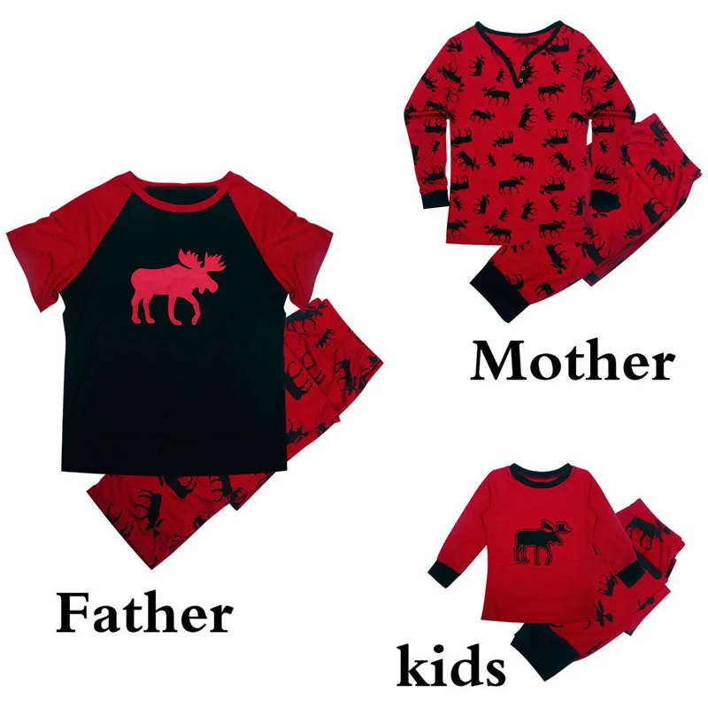 Семейный Рождественский пижамный комплект для папы, женщины, ребенка, комплект одежды, Рождественская Пижама с изображением оленя, одежда для сна, одинаковые комплекты для семьи