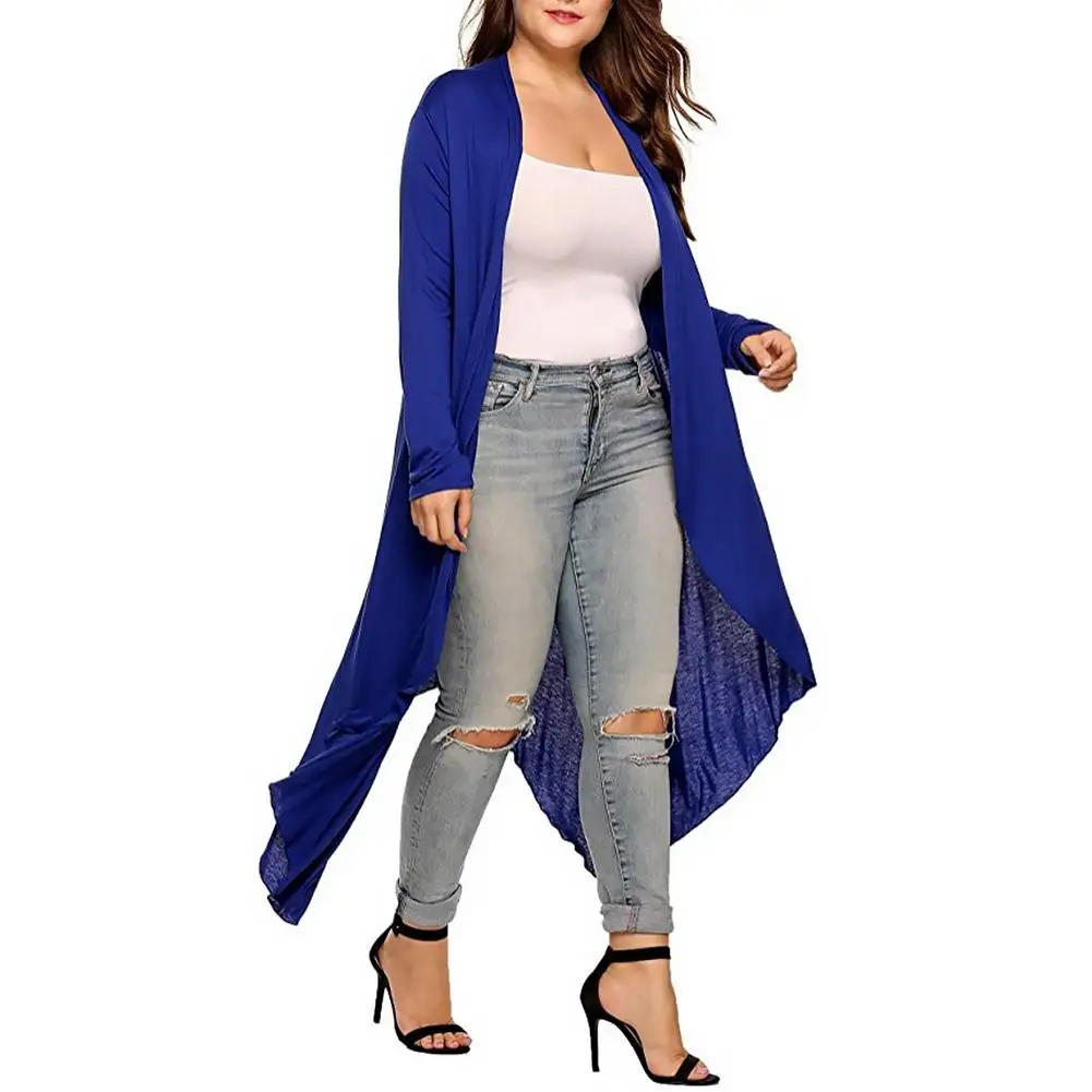 New Style Large Size Solid Color Milk Silk Long Sleeve Irregular Coat for Women | Женская одежда
