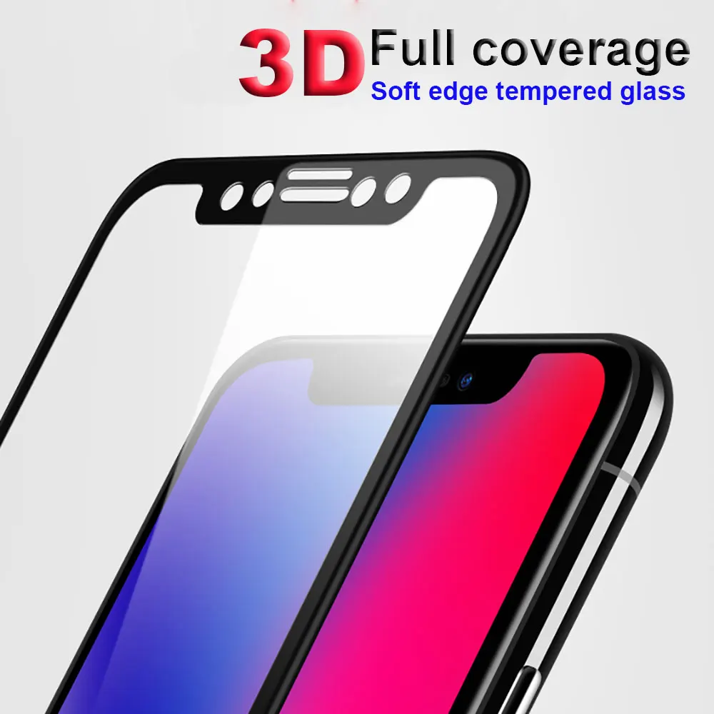 Закаленное 3D стекло для iPhone X XS XR MAX защита экрана с полным покрытием 6 6S 7 8