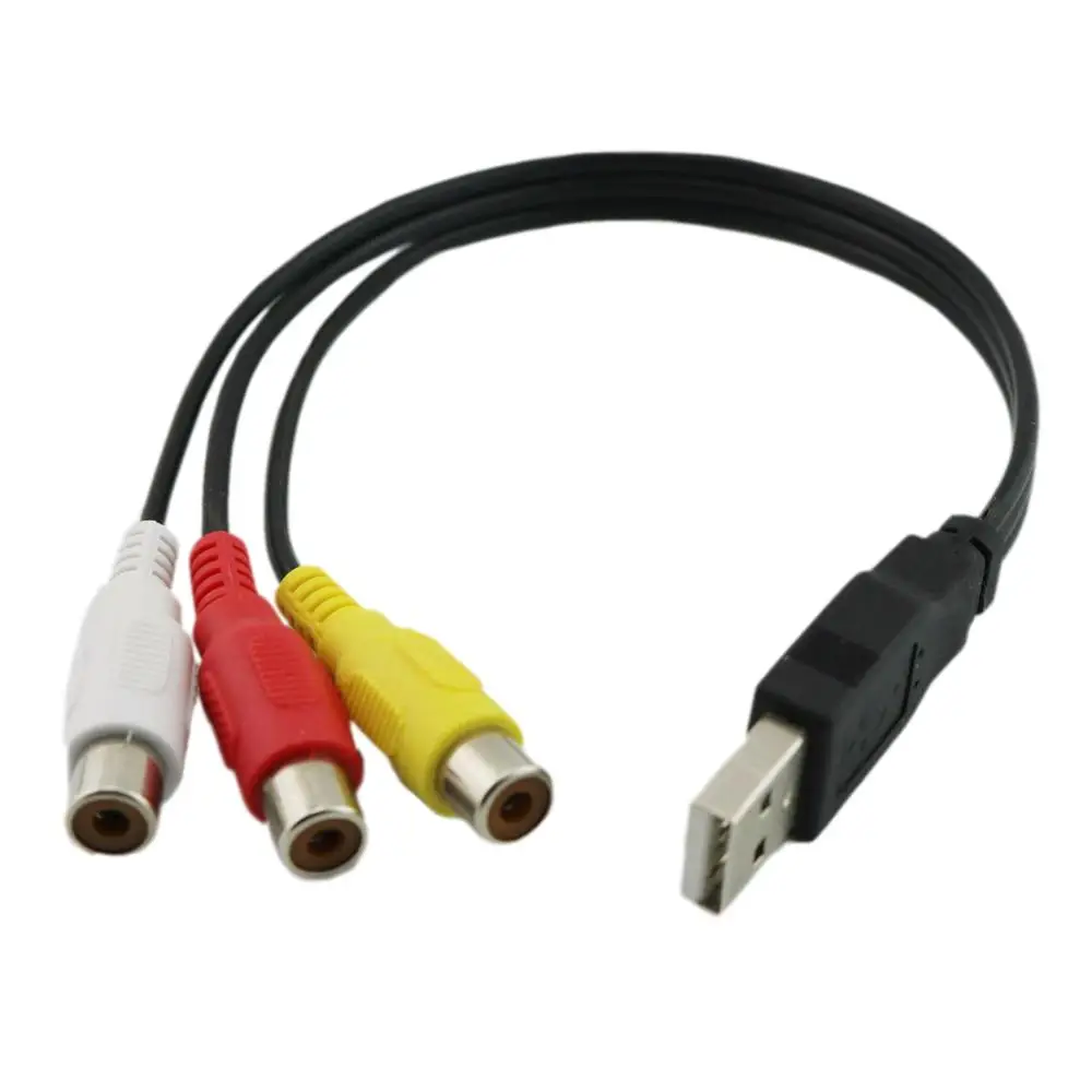 1,5 m, Conector USB Macho a 3 RCA Macho Divisor Audio Video AV Compuesto Cable Adaptador para TV/Mac/PC Miel USB A 3 RCA Cable 