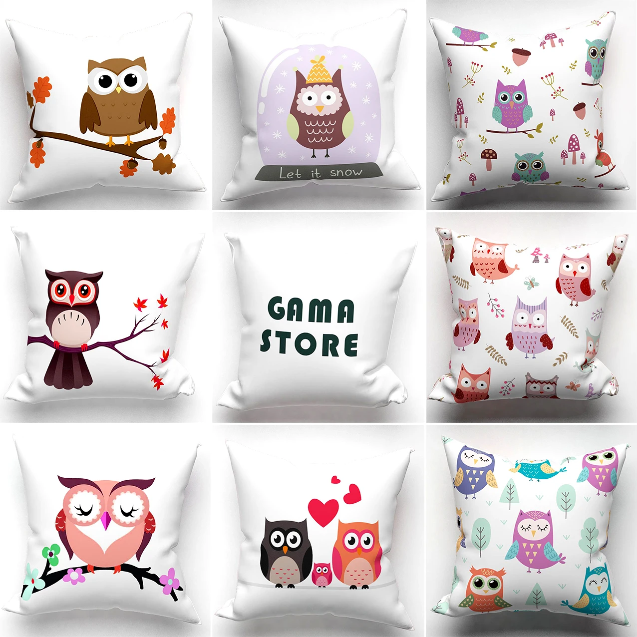 

Pillow Case Cover Cartoon Owl Designed by Gama