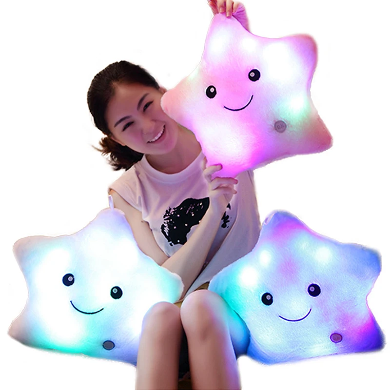 

40cm*35cm Plush Led Light Stars Pillow Toys Luminous Glowing Gleamy Stuffed Star Toy Colorful Cushions for Kids Birthday Gift