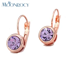 MOONROCY классические ювелирные изделия оптом розовое золото цвет CZ фиолетовый синий красный серьги с розовыми кристаллами для женщин OL Прямая подарок