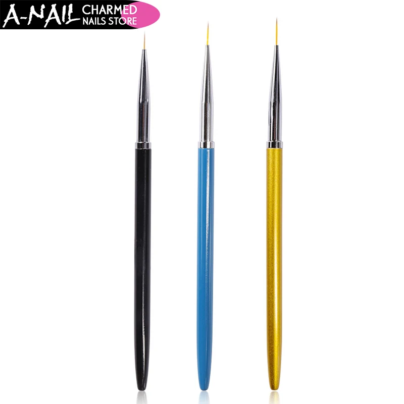 A Nail 3 шт/setNail Art Кисть подводка для глаз металлическая ручка УФ гель лака Живопись