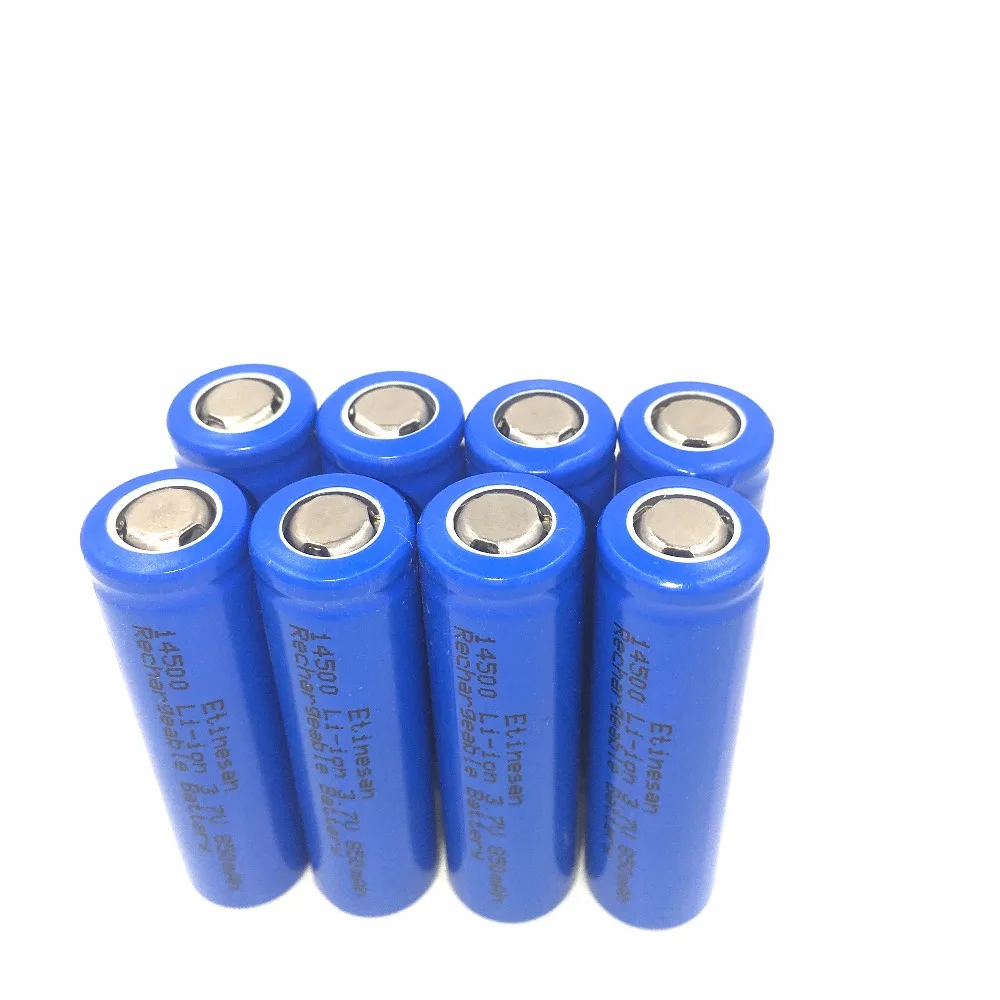 

8pcs/lot Etinesan 14500 3.7V 850mAh Protected Rechargeable Li-ion Battery for flashlight,torch ,toys ect.