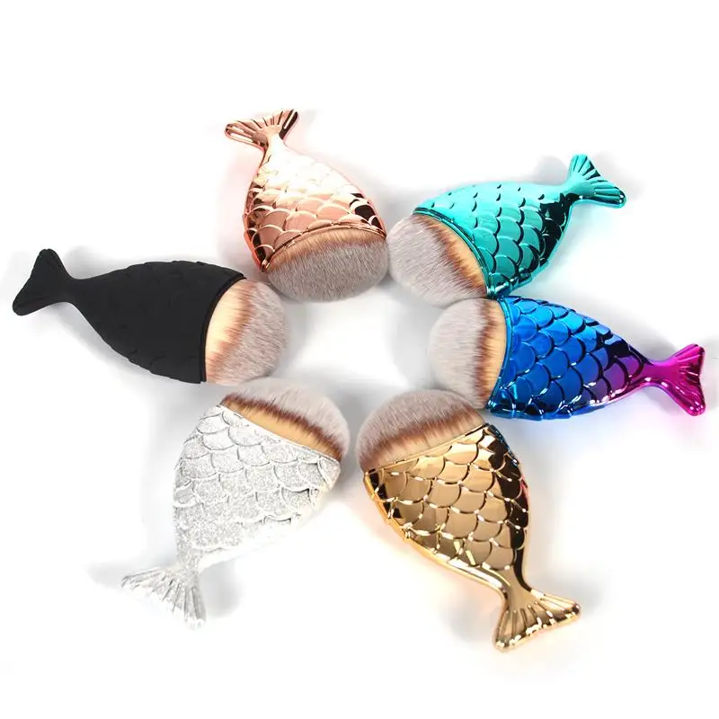 

1Pcs Mermaid Foundation Makeup Brush Fish Shaped Powder Blusher Cosmetic Make-up Brush Tool Kit Fishtail Bottom Contour brush