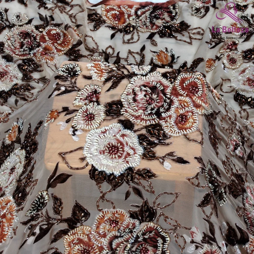 La Belleza 1 yard Beautiful evening dress lace fabric mixed heavy